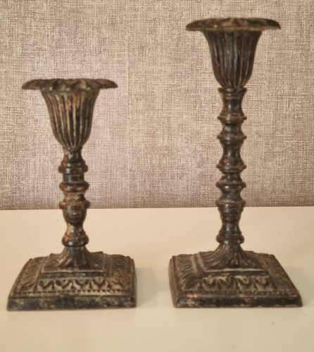 Paire bougeoirs vintage en - bougeoirs,