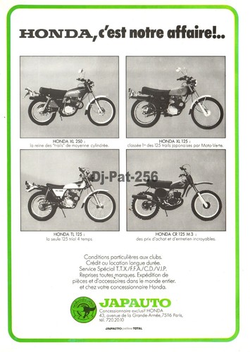 Publicité moto honda xl 250 - publicité,