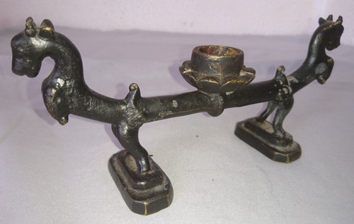 Antique bronze patina horned - bronze,