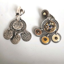 Boucles d'oreilles Clips Gas St Tropez Émail Strass sur métal argenté 37x25mm