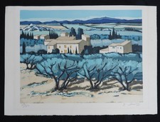 Lithographie LA PLAINE DES BAUX DE PROVENCE (Jean-Claude QUILICI) 54x76, 107/175