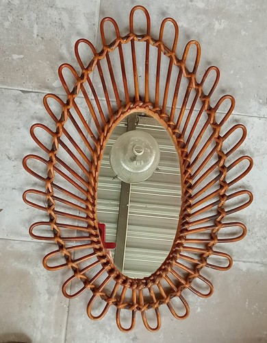 Ancien miroir rotin original - ancien,