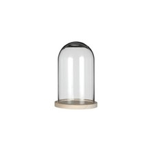 Cloche verre sur socle bois
