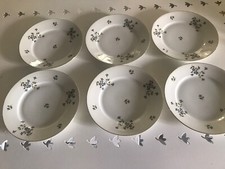 LIMOGES JBT & Cie 6 ASSIETTES PLATES DÉCOR AUX BARBEAUX 