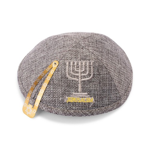 Kippah lin gris foncé - lin,