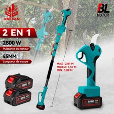 Sécateur à batterie Sécateur à branches hautes télescopique 2 EN 1 Sans fil