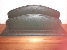 Ancien porte lettres en cuir vert pour bureau 