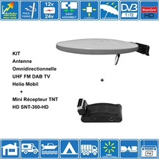 KIT Antenne Omnidirectionnelle UHF FM DAB TV Helio Mobil + Mini Récepteur TNT HD