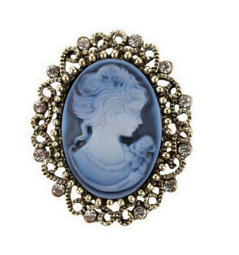 Broche bijou camée bleu - , style