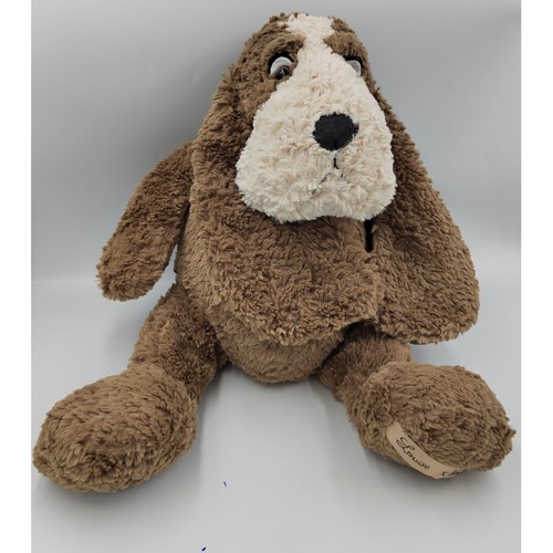 Peluche chien marron blanc