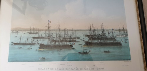 Lithographie marine ancienne - marine,
