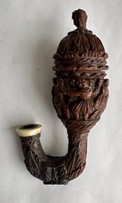 Ancien fourreau de pipe noix de corozo sculpté main XVIII travail marin bagnard