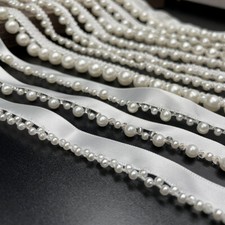 1m Fausse Perle Ruban Frange de Bordure Dentelle pour Col Robe Accessoires DIY