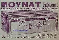 PUBLICITE MOYNAT MALLE ET OBJET DE VOYAGE BAGAGE AUTO DE 1912 FRENCH AD PUB RARE