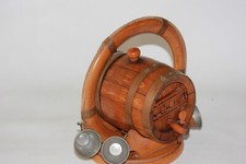 Service à digestifs petit Tonneau en bois et cuivre + 4 verres