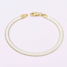 4.5mm Réversible Chevron Bracelet Chaîne Véritable 14K Jaune Plaqué Or Argent