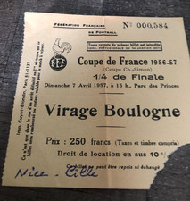 ancien Ticket  )) OGC NICE V LILLE LOSC - 1/4 Coupe de France Saison 1956-1957