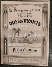 VIN DES MOINES BOURGOGNE PIAT MACON GEVREY CHAMBERTIN 1930 publicité 