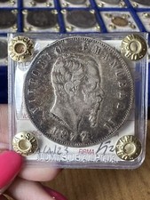 Royaume D'Italie Vittorio Emanuele II 5 Livres 1872 Milano Scellé BB + Patiné
