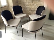 lot de 4 chaises velours bicolore grise et noire