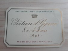 étiquette vin chateau Yquem 1968 Specimen Sauternes wine label wein etikett