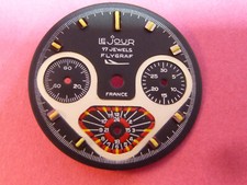 Rare  Cadran de Chronographe Le Jour  Flygraf,  Valjoux 7736