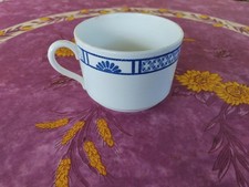 Grande Tasse Faience KG Lunéville Modèle Rouen L Art Déco Blanc et Bleu 12,5cm
