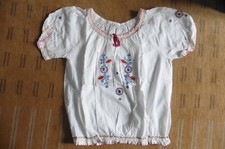 Haut tunique top hongrois manches ballon coton blanc brodé fleurs Taille 38-40