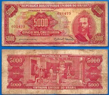 Brazil 5000 Cruzeiros 1963 2 nd Stamp Sign 12 Serie 337 A Free Shipping World