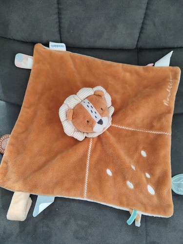Doudou lion plat marron - plat,