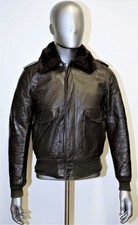 VTG 1970s Fur Lined Brown Leather Bomber Flight Jacket SCHOTT IS-674-MS Size M