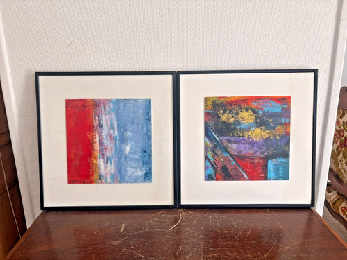 Paire peinture abstraite - paire,
