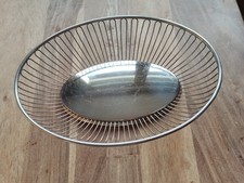 Plateau / corbeille à fruit / pain en inox Alessi design Italien ovale ancien