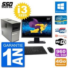 PC Tour Dell 7010 Ecran 22" Intel Core i3-3220 RAM 4Go SSD 960Go Windows 10 Wifi