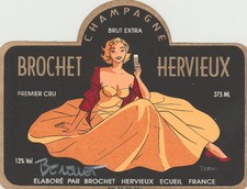 BERTHET  etiquette champagne Brochet Hervieux   serigraphie signe 2