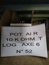 Potentiomètre Pot  10 K ohm T Log  axe 6 avec interrupteur rotatif     P.N52