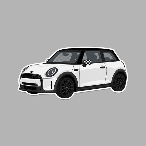 White mini cooper sticker - mini,