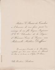 1928 Faire-part mariage Jacques PANIER des TOUCHES & Madeleine DUFFOUR Toulouse