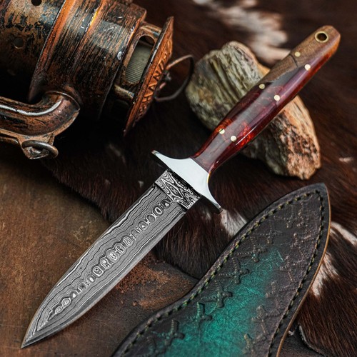 Inch damascus dagger knife - inch,