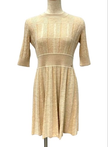 Robe chanel mini tricot beige - chanel,