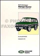 Range Rover Parties Livre 1991 1990 1989 1988 1987 1986 Pièce Catalogue Neuf