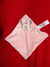 Doudou Plat Disney Baby Carré Velours Minnie Boutonnière Attache Tétine
