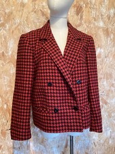 Blazer Court Pied De Poule Rouge Noir Femme 38/40