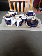ANCIEN SERVICE A CAFE BLEU  PORCELAINE 