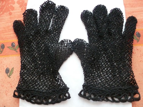 Gants anciens crochet - au, noirs