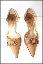 LA SCARPA Escarpins Très Pointus Tout Cuir Marron Bijoux T 37 TBE