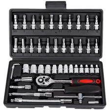 Coffret d’Outils Automobile 46 Pièces avec Clé à Cliquet et Jeu de Douilles – Ki