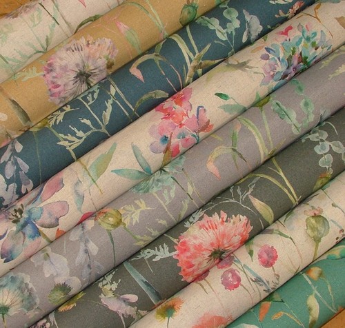 Rideau tissu floral - rideau, lin