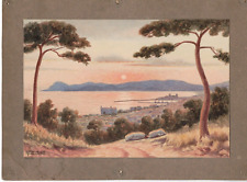 aquarelle ancienne paysage méditerranée Côte d'azur vintage signé Lucien Paulus