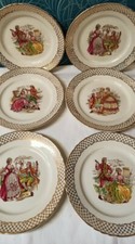 6 Assiettes Plates Fragonard Décor Romantique